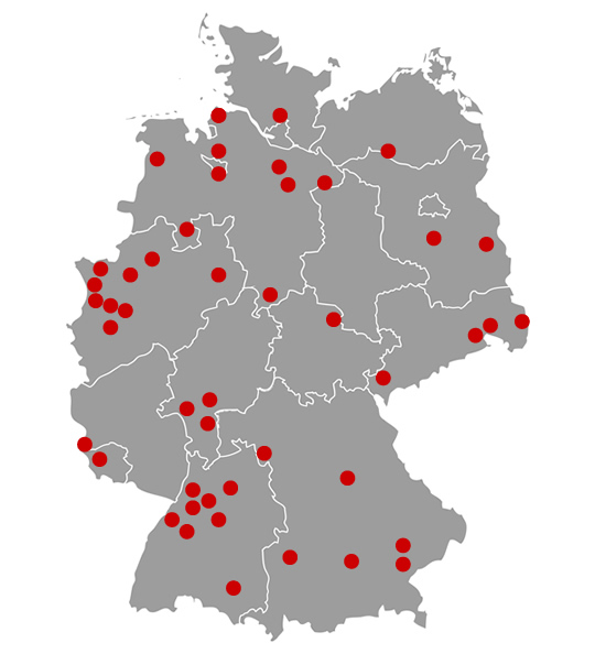 Auszug unserer Auftragsorte in Deutschland